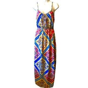 SALE Peach Royal Maxi Dress Multi color Blue Pink Beige Adjustable Straps S